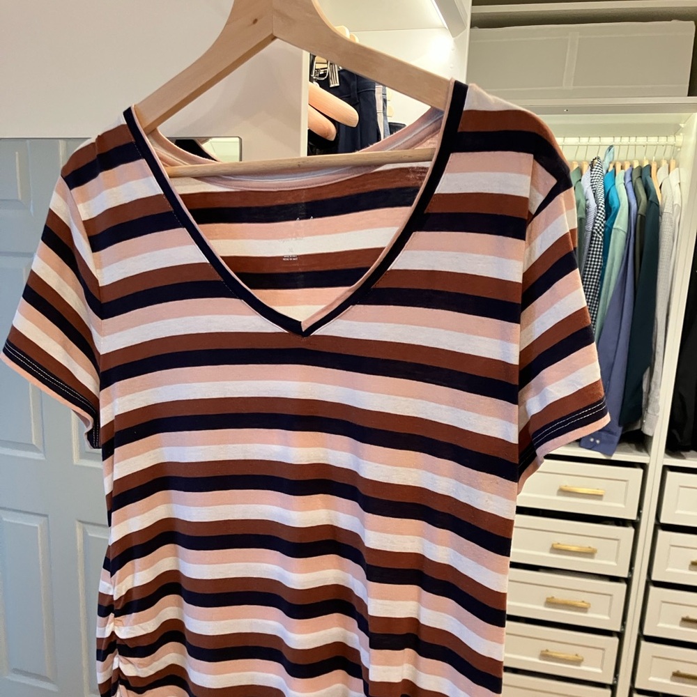 Isabel Maternity by Ingrid & Isabel Striped Knit Top in Pink, White, and Navy